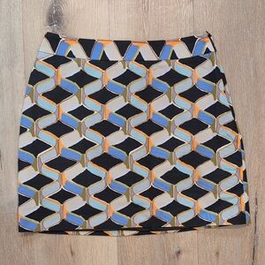 Milly Black and Blue Geometric Mini Skirt